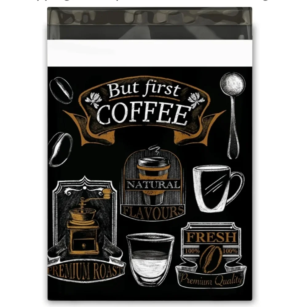 10x13 Coffee Shop Designer PolyMailers self adhesive Shipping Bags (10pk)
